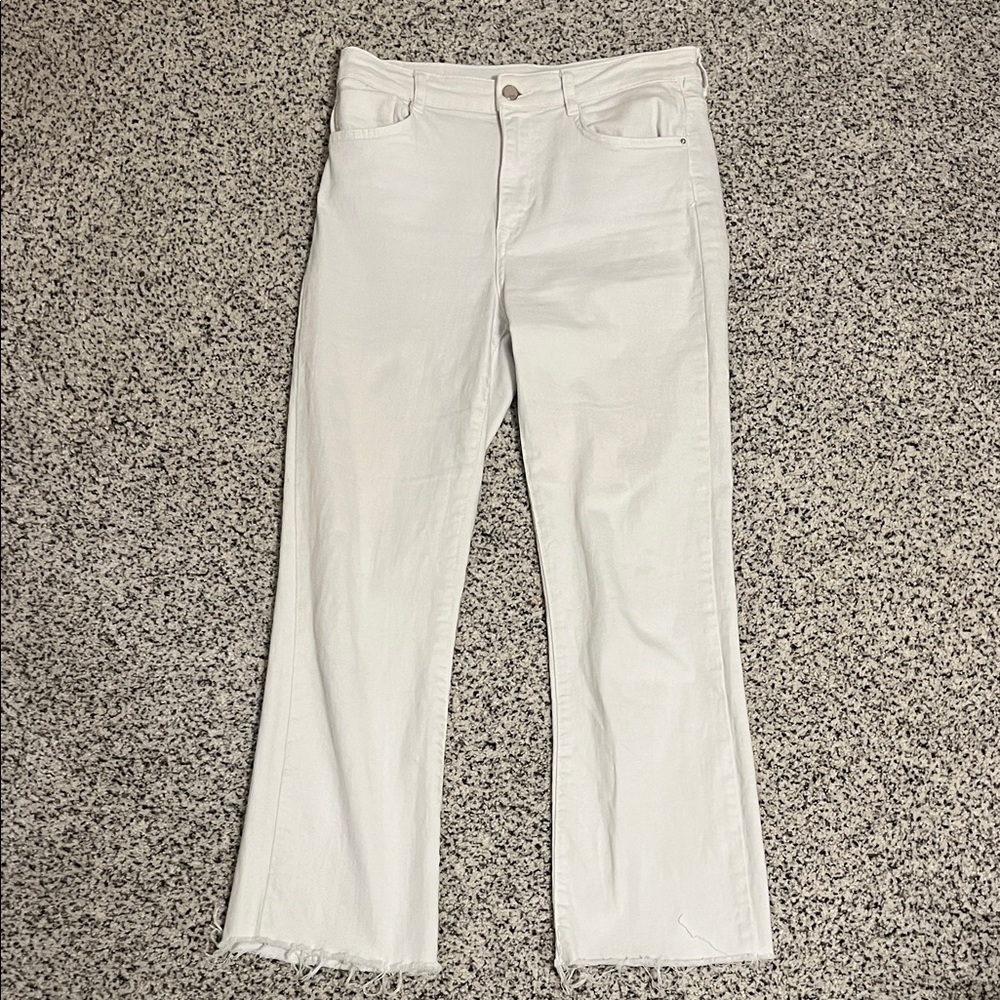 Zara White flare high waisted jeans